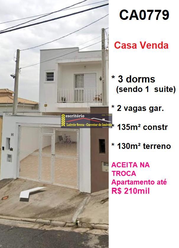 Casa Venda em Campinas SP, Jambeiro, 3 dorms (1suite), 2 vagas, R$ 590.000,00  Aceita na Troca Apartamento até R$ 210mil